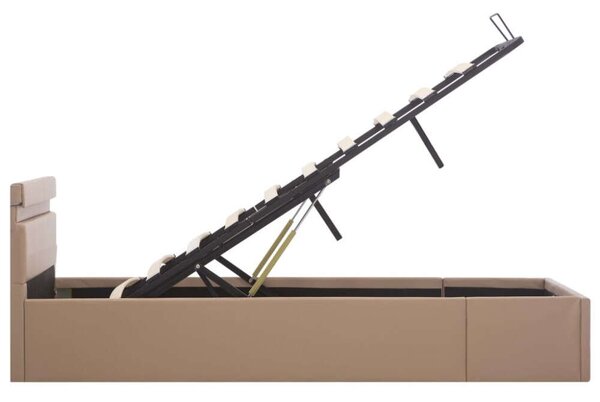 VidaXL kávészínű műbőr LED-es hidraulikus ágykeret 180 x 200 cm