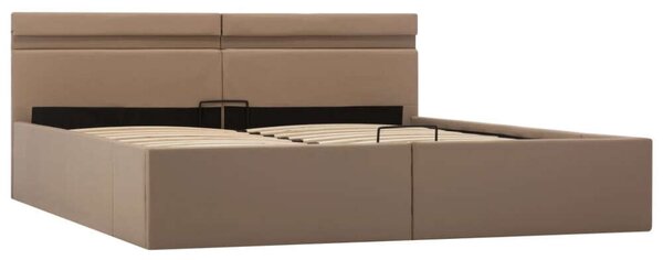 VidaXL kávészínű műbőr LED-es hidraulikus ágykeret 180 x 200 cm