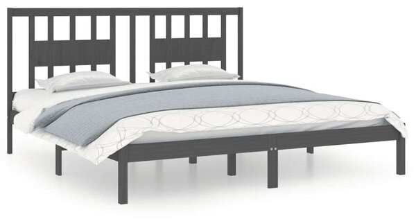 VidaXL szürke tömör fenyőfa ágykeret 200x200 cm