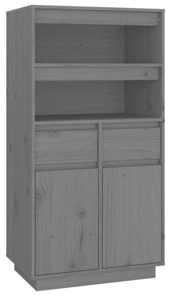 VidaXL szürke tömör fenyőfa magasszekrény 60x40x116,5 cm