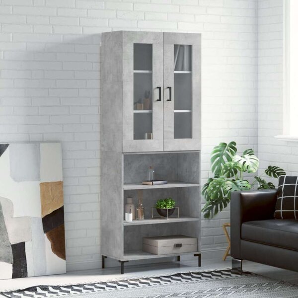 VidaXL Magasszekrény - Fa - Betonszürke - 69,5x34x180 cm