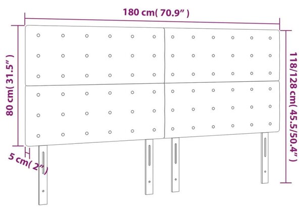 VidaXL fekete műbőr LED-es fejtámla 180x5x118/128 cm