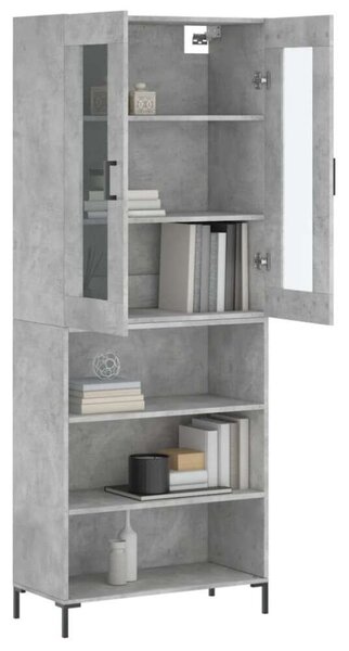 VidaXL Magasszekrény - Fa - Betonszürke - 69,5x34x180 cm