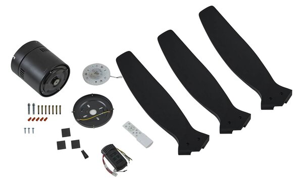 Lucande Vindur mennyezeti ventilátor, fekete, DC, csendes, Fekete, Nappali / Étkező, fém, Modern