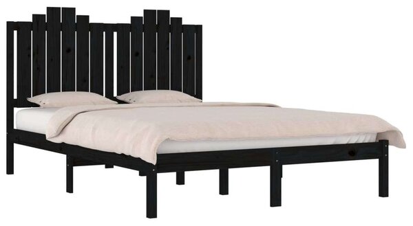 VidaXL Fekete Tömörfenyő Ágykeret - 200x200 cm
