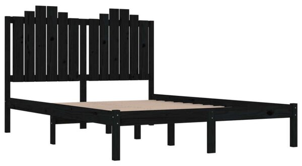 VidaXL Fekete Tömörfenyő Ágykeret - 200x200 cm