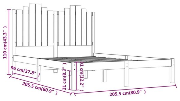 VidaXL Fekete Tömörfenyő Ágykeret - 200x200 cm