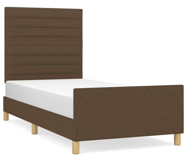 VidaXL sötétbarna szövet ágykeret fejtámlával 90 x 200 cm