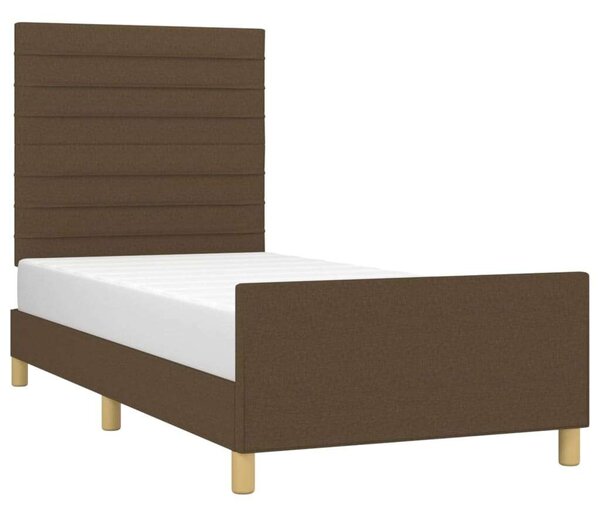 VidaXL sötétbarna szövet ágykeret fejtámlával 90 x 200 cm