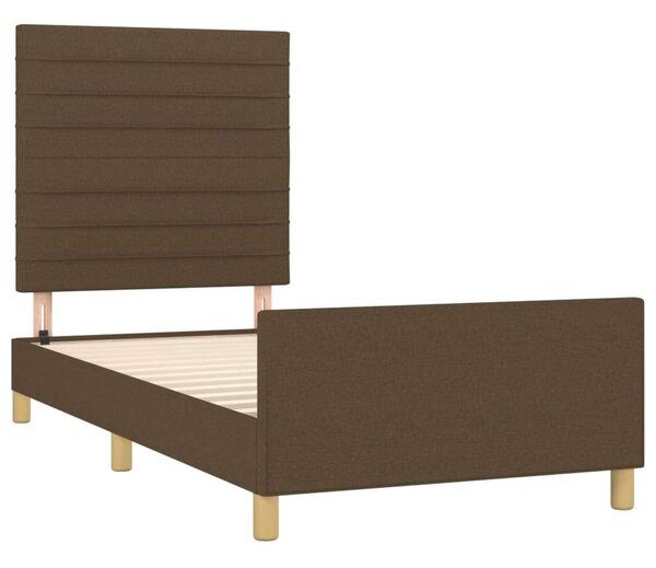 VidaXL sötétbarna szövet ágykeret fejtámlával 90 x 200 cm