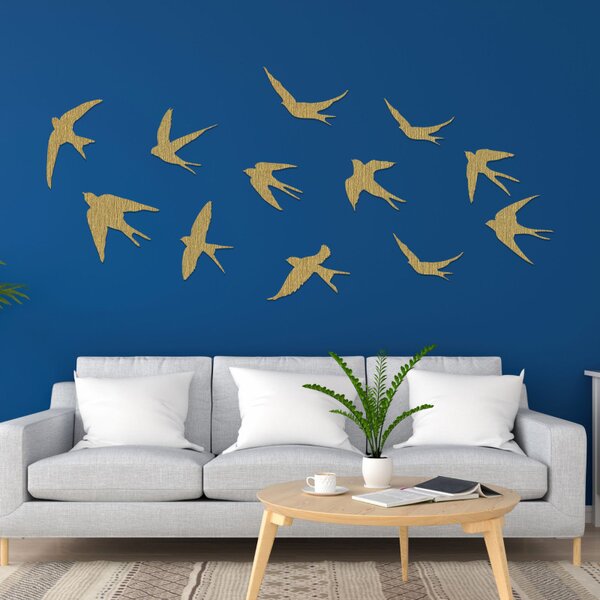 Fából készült faldekorációk repülő madarak - FLOCK