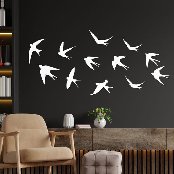 Fából készült faldekorációk repülő madarak - FLOCK