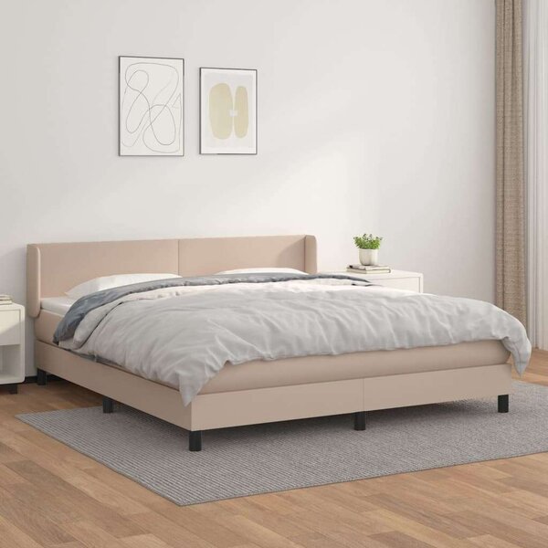 VidaXL cappuccino színű műbőr rugós ágy matraccal 180 x 200 cm