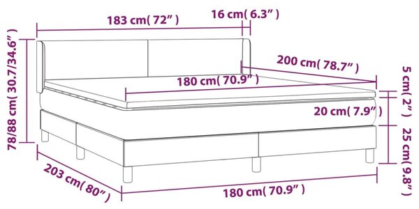 VidaXL cappuccino színű műbőr rugós ágy matraccal 180 x 200 cm