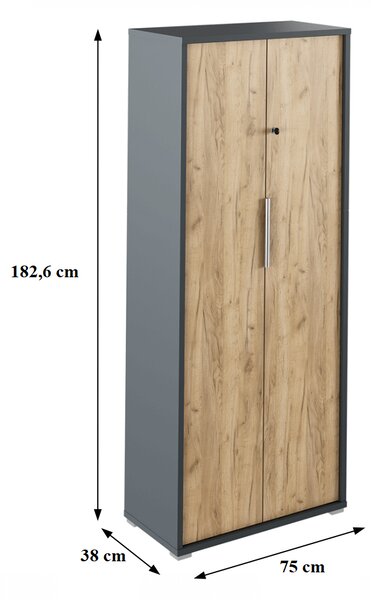Irodai szekrény zárral Hamila NEW TYP 31 (grafit + artrisan tölgy)