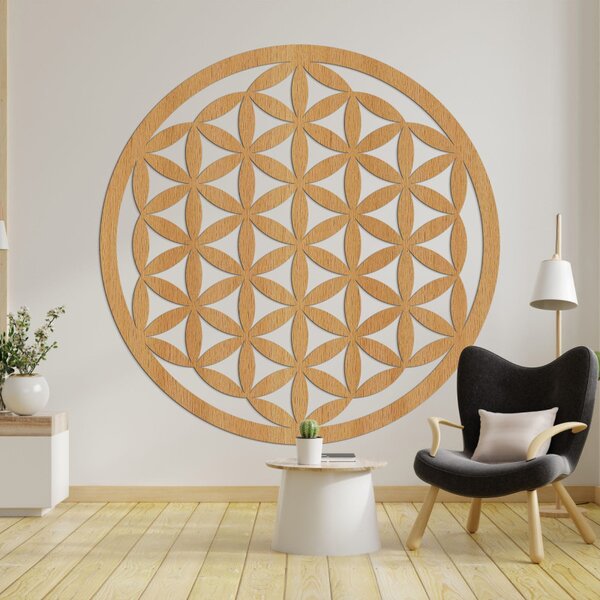 Elegáns faragott fa mandala falra - FLORUM