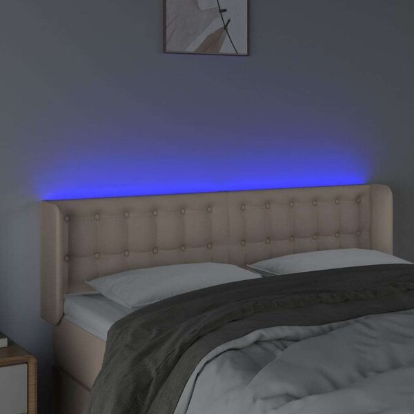 LED-es Ágyfejtámla - Cappuccino Műbőr - 147x16x78/88cm