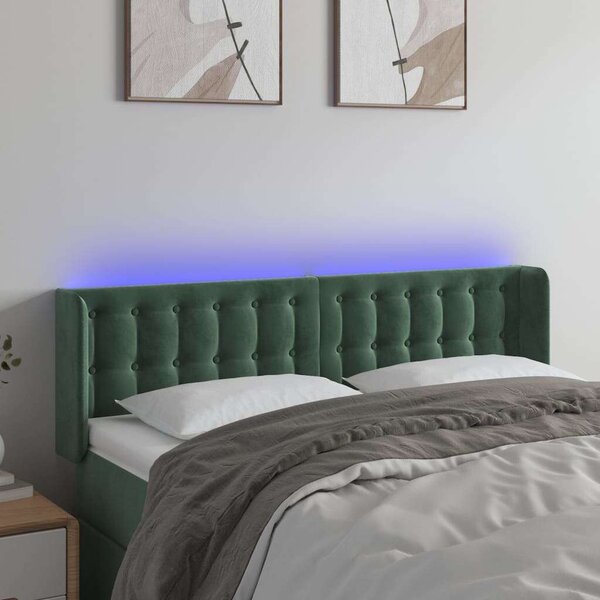 Bársony Fejtámla LED-del - Sötétzöld - 147cm