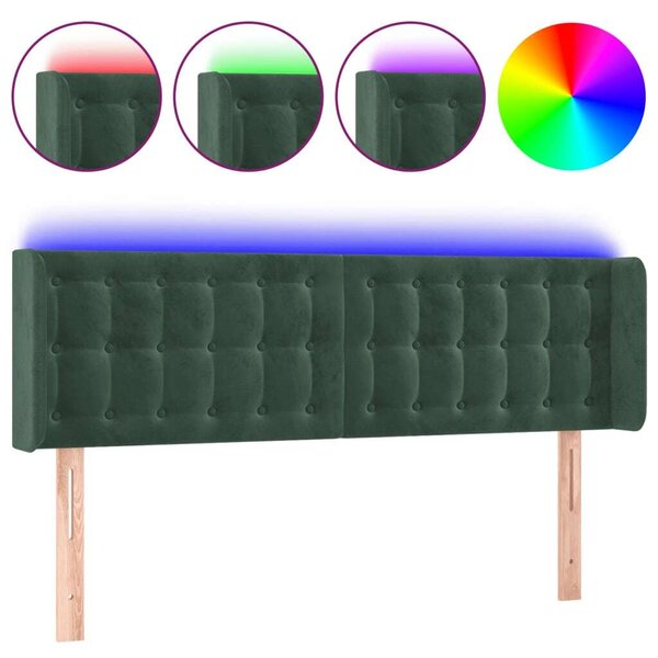 Bársony Fejtámla LED-del - Sötétzöld - 147cm
