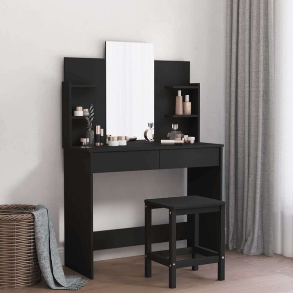 VidaXL Sminkasztal - Fekete - 96x39x142 cm