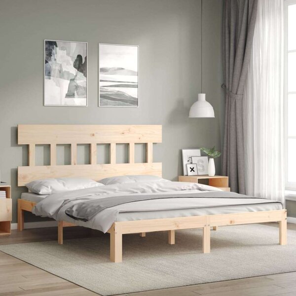 VidaXL Tömörfa Ágykeret Fejtámlával - 160x200 cm
