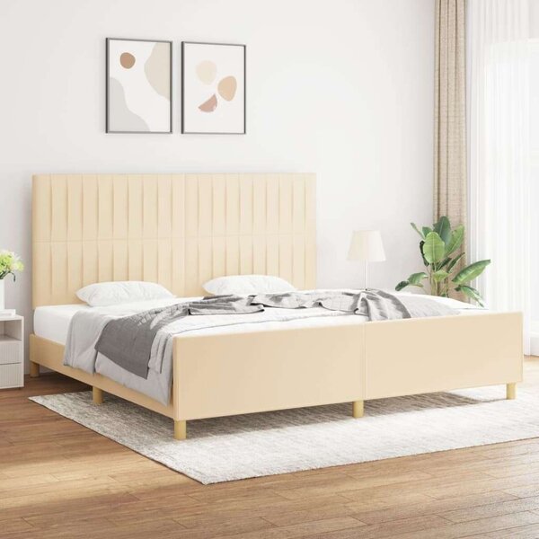 VidaXL Krémszínű Ágykeret Fejtámlával - 200x200 cm