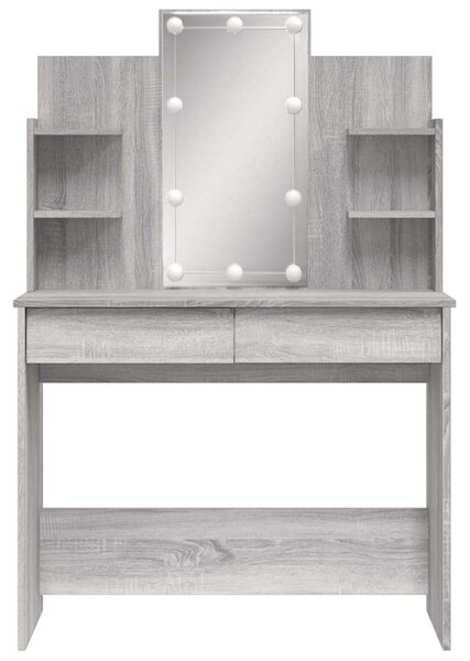 LED-es Sminkasztal - Szürke Sonoma - 96x40x142 cm