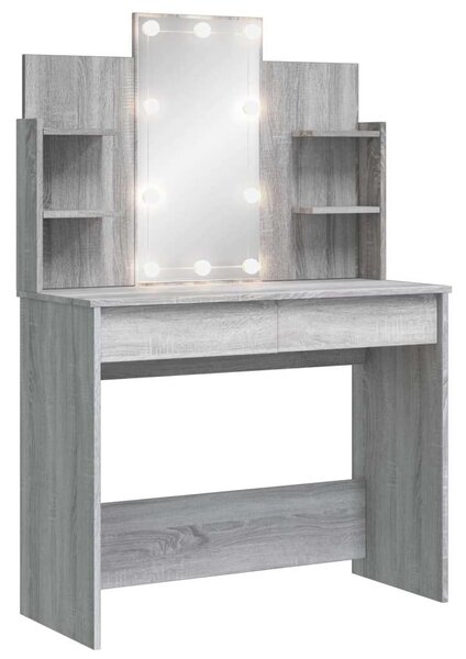 LED-es Sminkasztal - Szürke Sonoma - 96x40x142 cm