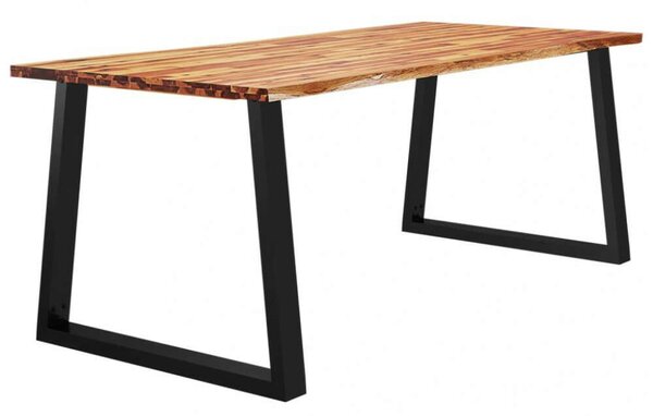 VidaXL Akácfa Étkezőasztal - Természetes Él - 200x90x75 cm