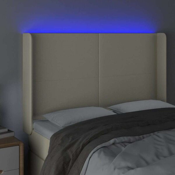 VidaXL krémszínű műbőr LED-es fejtámla 147x16x118/128 cm