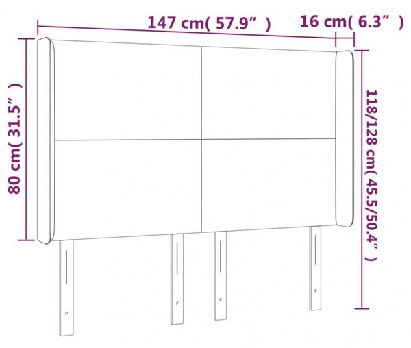VidaXL krémszínű műbőr LED-es fejtámla 147x16x118/128 cm
