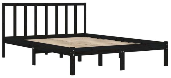 VidaXL fekete tömör fenyőfa ágykeret 150x200 cm (5FT King Size)