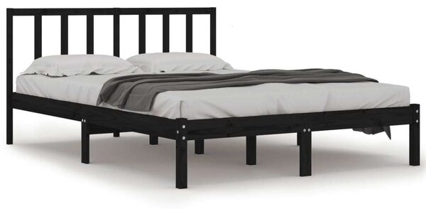 VidaXL fekete tömör fenyőfa ágykeret 150x200 cm (5FT King Size)