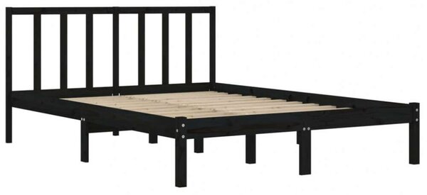 VidaXL fekete tömör fenyőfa ágykeret 150x200 cm (5FT King Size)