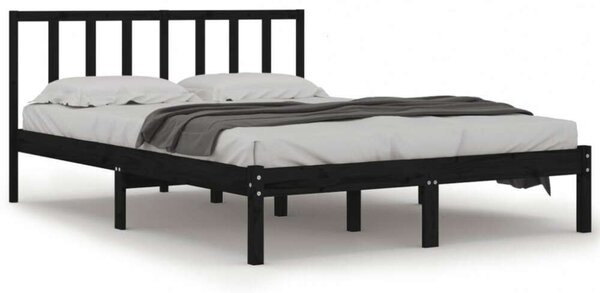 VidaXL fekete tömör fenyőfa ágykeret 150x200 cm (5FT King Size)