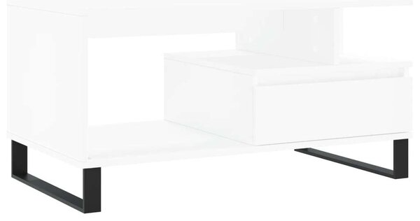 Modern Fehér Dohányzóasztal Fiókkal - 90x49x45 cm