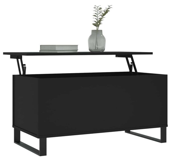 Modern Felemelhető Dohányzóasztal - Fekete - 90x44,5x45 cm