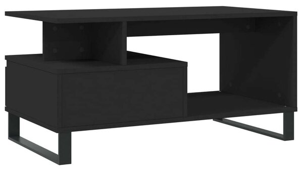 Modern Fekete Dohányzóasztal Fiókkal - 90x49x45 cm