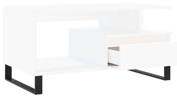 Modern Fehér Dohányzóasztal Fiókkal - 90x49x45 cm