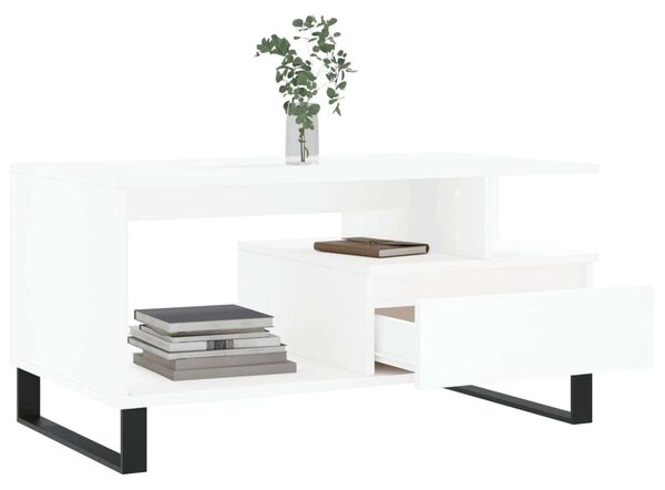 Modern Fehér Dohányzóasztal Fiókkal - 90x49x45 cm