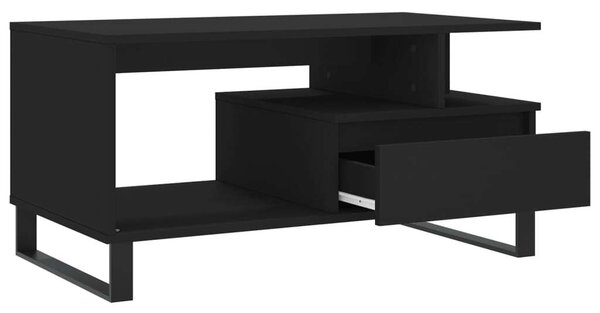 Modern Fekete Dohányzóasztal Fiókkal - 90x49x45 cm