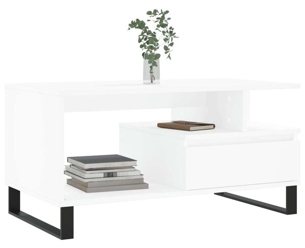 Modern Fehér Dohányzóasztal Fiókkal - 90x49x45 cm