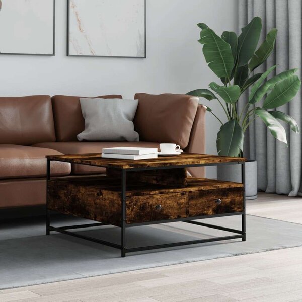 Modern Dohányzóasztal - Füstös Tölgy - 80x80 cm