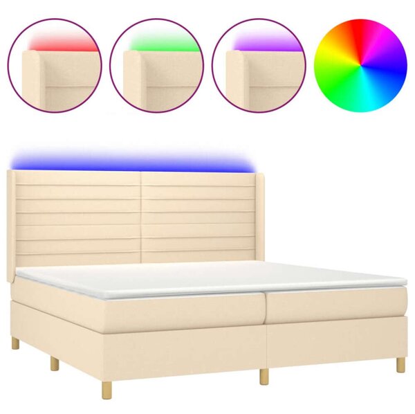 VidaXL LED-es Ágy - Krémszínű - 200x200 cm