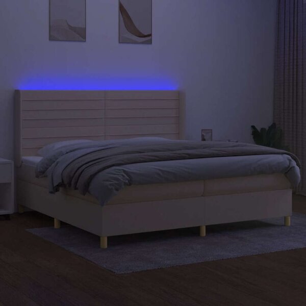 VidaXL LED-es Ágy - Krémszínű - 200x200 cm