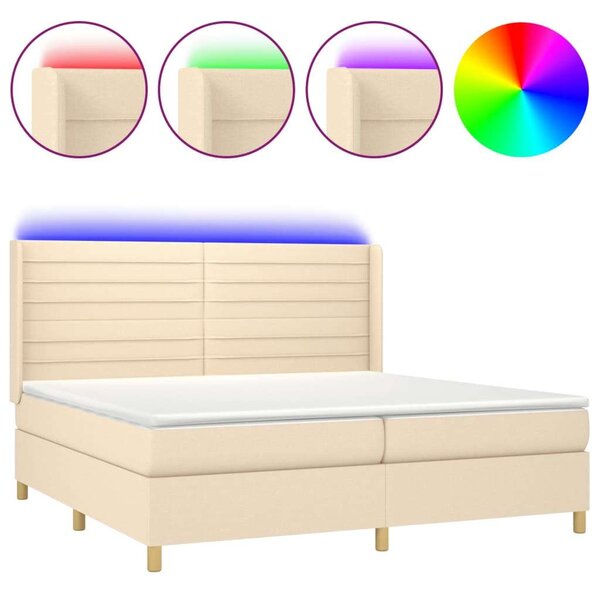 VidaXL LED-es Ágy - Krémszínű - 200x200 cm