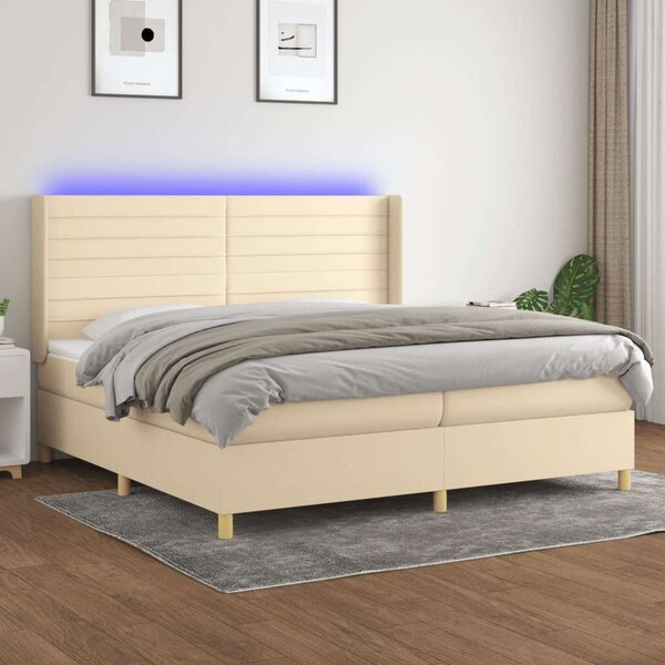VidaXL LED-es Ágy - Krémszínű - 200x200 cm