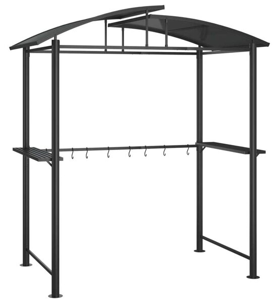 VidaXL antracit acél grillező pavilon oldalsó polcokkal 210x114x230 cm