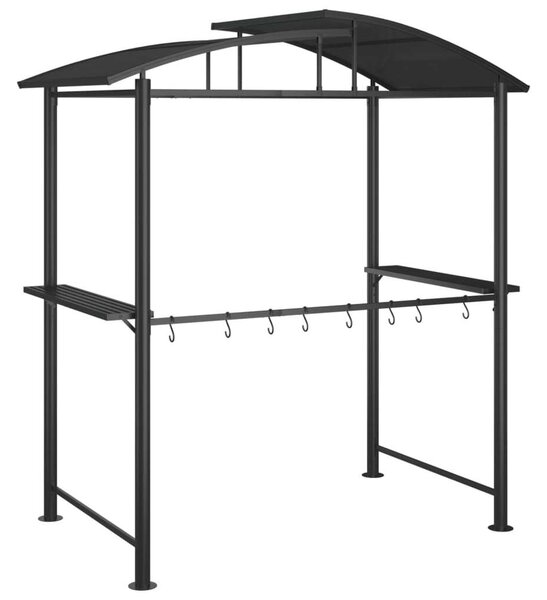 VidaXL antracit acél grillező pavilon oldalsó polcokkal 210x114x230 cm