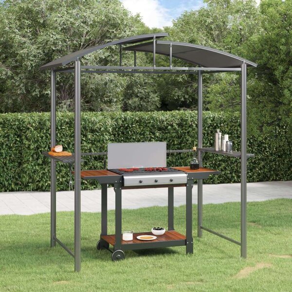 VidaXL antracit acél grillező pavilon oldalsó polcokkal 210x114x230 cm